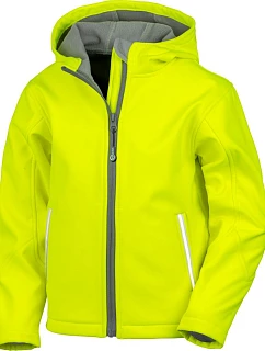 Result R 224JY Dětská 3-vrstvá softshellová bunda s kapucí 30.224J neon yellow/grey