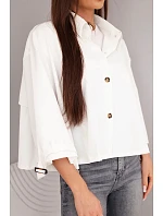 Dámská jarní bavlněná bunda zapínaná na knoflíky s límcem ecru