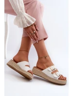 Dámské žabky s proužkovanou eko kůží bílé Zaloemi