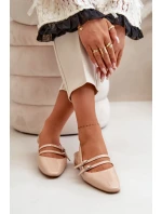 Lakované Baletky S Pásky Na Nízkém Podpatku Béžové Bialettia