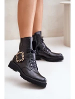 Lakované Botky S Dekorativní Přezkou Černé Zazoo