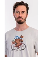 Pánská noční košile s krátkým rukávem Méďa na kole