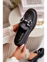 Dámské Kožené Mokasíny S Dekorací Černé CheBello 4369