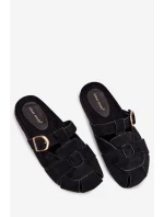 Dámské Mule S Pásky A Zlatou Přezkou Černé Ganelle