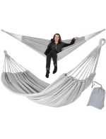 ZAHRADNÍ HOUPACÍ SÍŤ PRO 2 OSOBY 200X150 CM S KRYTEM ŠEDÁ 1039053