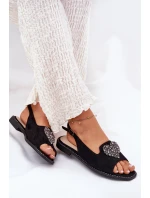 Dámské Sandály S Ozdobným Srdcem S.Barski KV27-018 Černé