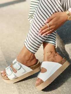 Dámské Pantofle Na Platformě S Přezkami Lee Cooper LCW-25-35-3496L Bílé