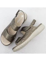 Dámské kožené hnědé sandály Rieker 60462-90 na suchý zip