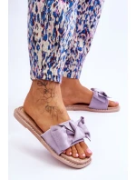 Semišové Dámské Pantofle S Mašlí fialove Ambra