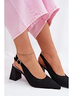 Materiálové Sandály na Podpatku Černé Elissea