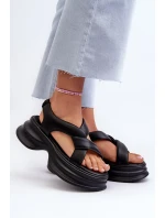 Dámské kožené sandály na robustní podrážce černé GOE Dámské kožené sandály na robustní podrážce černé GOE