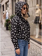 Dámská přechodová bunda s puntíky a kapucí, černá, FashionStreet TY6035