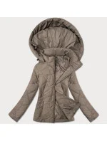 Tenká béžová dámská prošívaná bunda s kapucí J Style (16M9250-62)