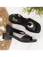 Dámské kožené sandály s gumovými pásky černé Rieker 62662