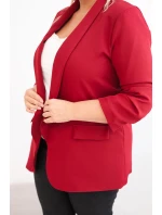 Dámská sako Plus Size bez zapínání s podšívkou XL/2XL bordó