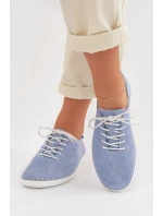 Dámské polobotky z přírodního semiše LR61-7080 Modré