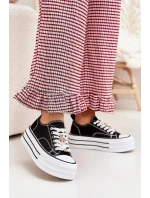 Dámské trampky na platformě se zlatými připínacími doplňky Fiorina – černé