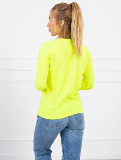 Halenka s výstřihem do V žlutá neonová