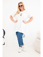 Dámské bavlněné šaty Plus Size s delším zadním dílem a kapsou bílá