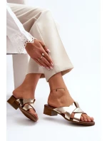 Zazoo 40236 Kožené dámské klínky na nízkém podpatku zlaté