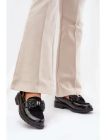 Dámské lakované mokasíny s mašlí S.Barski – černé