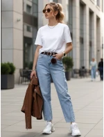 Dámské džíny balonového střihu s páskem FashionStreet UY2881 Dámské džíny balonového střihu s páskem FashionStreet UY2881