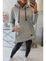 Zateplená mikina s dlouhými zády a kapucí šedá Zateplená mikina s dlouhými zády a kapucí šedá