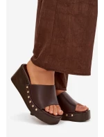 Dámské pantofle na platformě 78-200 Tmavě hnědá - Stephan Paris Dámské pantofle na platformě 78-200 Tmavě hnědá - Stephan Paris