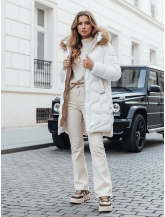 Dámská zimní bunda VIRELIA prošívaná s kapucí bílá FashionStreet TY4938