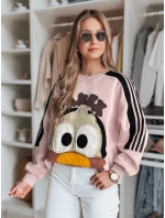 Dámská oversize mikina se záplatami CUTE MAKEX růžová FashionStreet BY1493 Dámská oversize mikina se záplatami CUTE MAKEX růžová FashionStreet BY1493