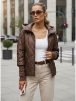 Dámská přechodná prošívaná bunda s kapucí hnědá FashionStreet TY5613