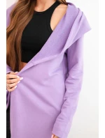 Dámská bavlněná mikina s kapucí a prodlouženým předním dílem fialová
