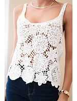 Dámská viskózová halenka bez rukávů s výstřihem do V džínová