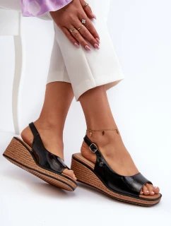 Dámské lakované sandály na platformě Sergio Leone SK301 Černé