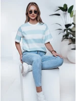 Dámské pruhované tričko ALMIN tyrkysová FashionStreet RY2562