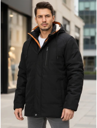 Pánská zimní bunda s kapucí černá FashionStreet TX4992