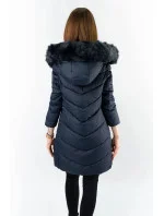 Tmavě modrá dlouhá dámská prošívaná zimní bunda (7689) Tmavě modrá dlouhá dámská prošívaná zimní bunda (7689)