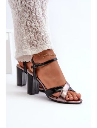 Sandály na vysokém podpatku z ekologické kůže Black Abilica