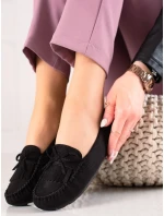 Trendy  mokasíny černé dámské bez podpatku