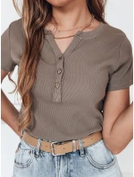 Dámská žebrovaná halenka KISS LOOK hnědá FashionStreet RY2827