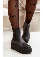 Zazoo 60498 Dámské Botky Chelsea Na Platformě A Klínu Černé