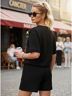 Dámský viskózový komplet s motýlem a šortkami černý FashionStreet AY1200
