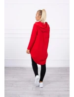 Mikina s dlouhými zády a kapucí červená