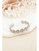 Dámský náramek ze nerezové oceli s květinkami stříbrný