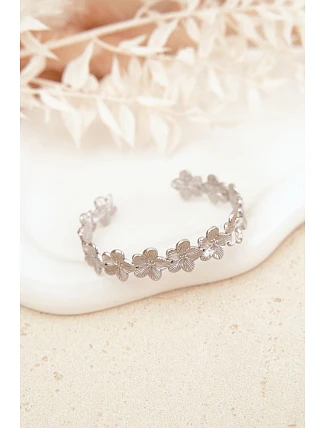 Dámský náramek ze nerezové oceli s květinkami stříbrný