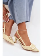 Dámské sandály na podpatku s ozdobným prvkem Žluté Eslina