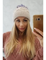 Fleecová čepice Alice K248 béžová+fialová