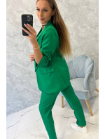 Elegantní set bundy a kalhot zelené barvy