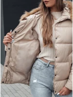 NORDKOLL dámská zimní prošívaná bunda s kapucí světle béžová FashionStreet TY4710