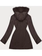 Hnědá oboustranná dámská prošívaná bunda - kožíšek (H-897-23)